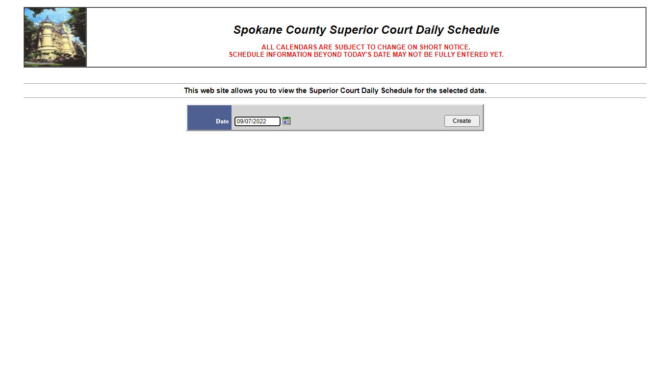 Superior Court Daily Schedule - Spokane County, Washington